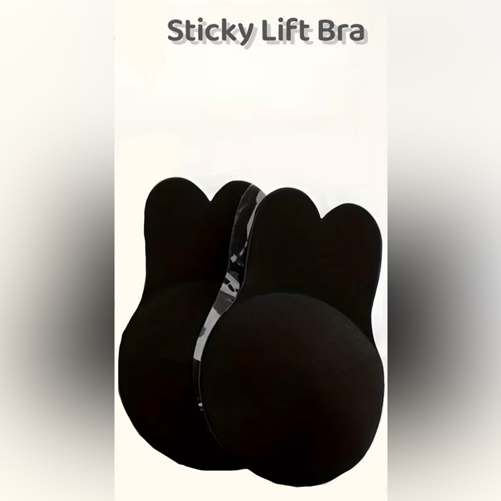 Women Black Push Up Sticky Strapless Invisible Bra